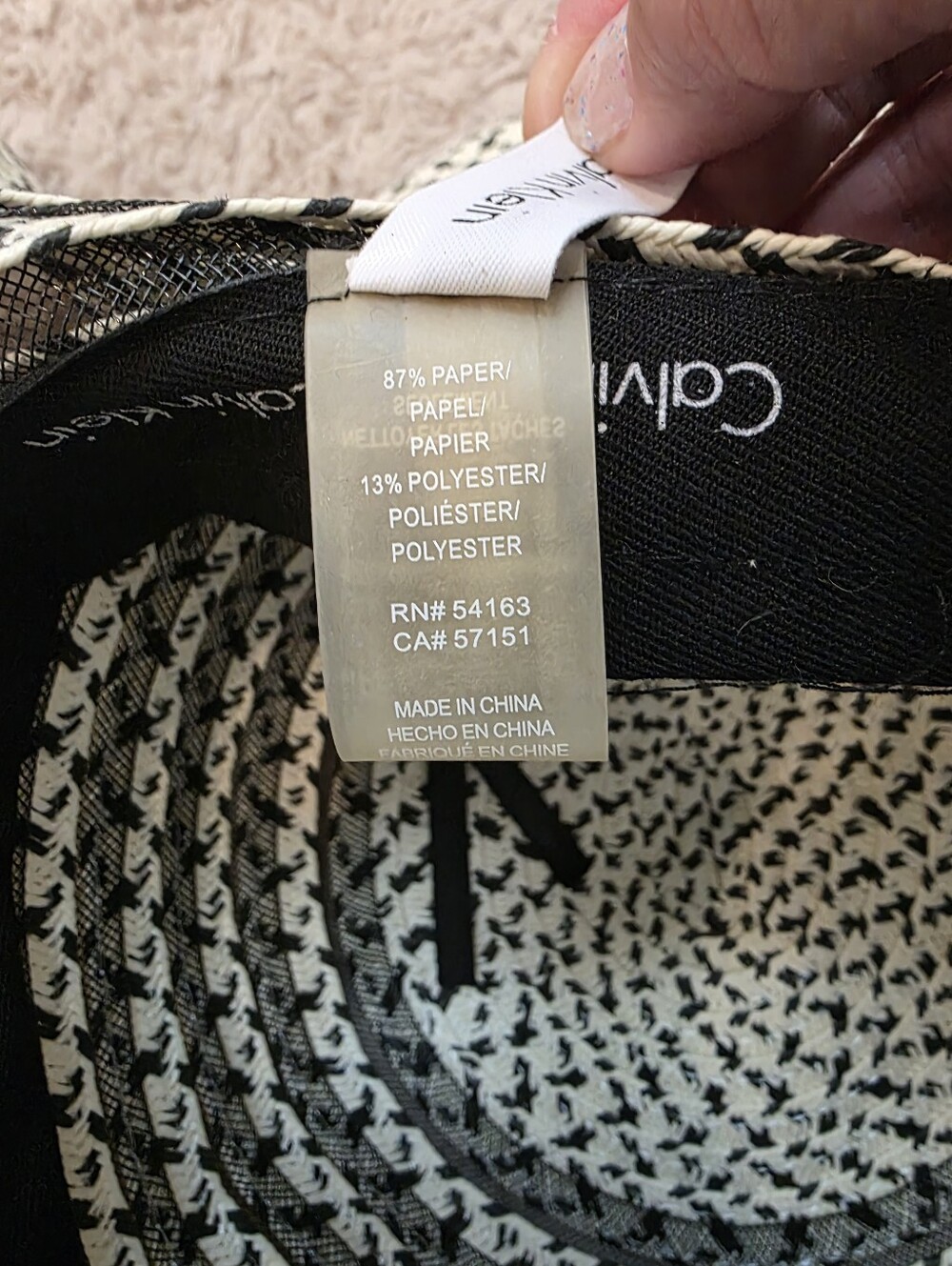 Calvin Klein Black and White Woven packable  Hat - Picture 4 of 7